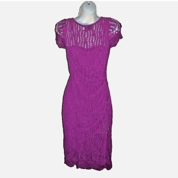 Just Taylor Purple Soft Crochet Dress with Slip S Small - Picture 2 of 2